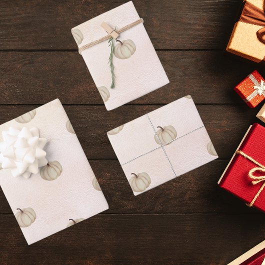 Pompoen crème roos gouden roze herfst inpakpapier vel