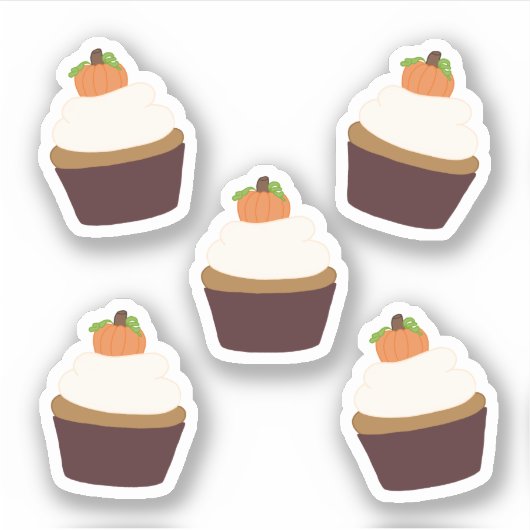 Pompoen Cupcake - Venyl Sticker Sheet (Voorkant)
