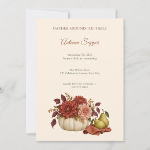 Pompoen Dahlia Herfst Eettafel Uitnodiging