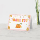 Pompoen Dank u kaart Roze en Gouden Herfst Herfst (Voorkant)