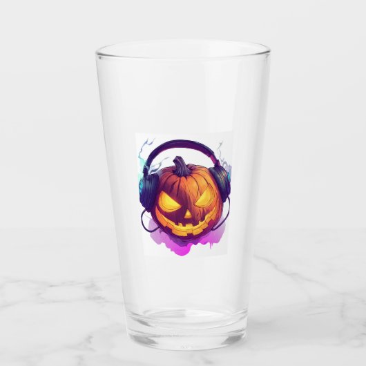 Pompoen DJ Feest Glas (Voorkant)