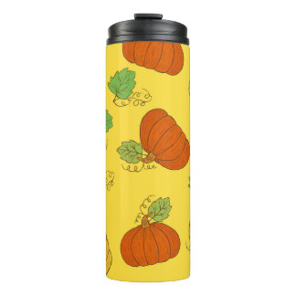 Pompoen Doodle: Hand getekend naadloos Thermosbeker