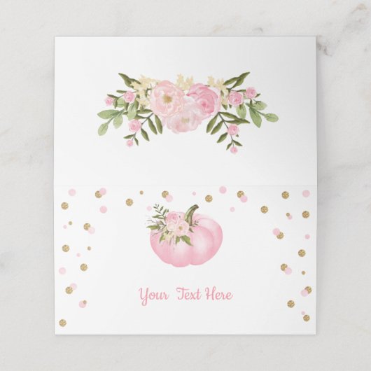 Pompoen Eerste 1e Verjaardag Roze & Goud Baby show (Buitenkant ongevouwen)