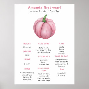 Pompoen eerste verjaardag mijlpaal verjaardag poster