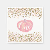 Pompoen eerste verjaardag roze en gouden glitter servet (Voorkant)