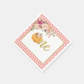 Pompoen Eerste Verjaardag Servet - Bloemroze Stipp (Hoek)