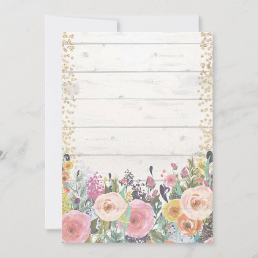 Pompoen Eerste Verjaardagsuitnodiging Bloem Goud Kaart (Achterkant)