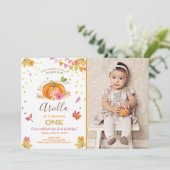 Pompoen Eerste verjaardagsuitnodiging Herfst Herfs Kaart (Staand voorkant)