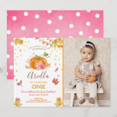 Pompoen Eerste verjaardagsuitnodiging Herfst Herfs Kaart (Voorkant / Achterkant)