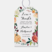 Pompoen Elegante Herfst Bloemen Rustieke Trouwguns Cadeaulabel (Voorkant)