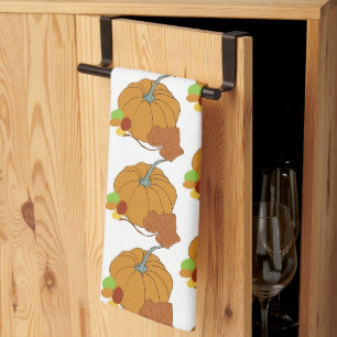 Pompoen en blad plus kleurrijk snoep theedoek