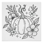 Pompoen en Bloemen Wall Art Poster – Autumn Harves Perfect Poster (Voorkant)