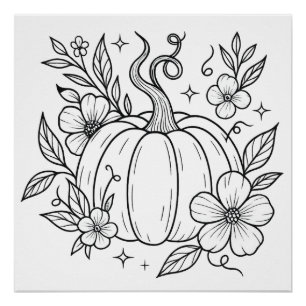 Pompoen en Bloemen Wall Art Poster – Autumn Harves Perfect Poster