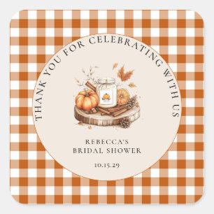 Pompoen en specerij en alles lekker Baby shower Vierkante Sticker