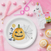 Pompoen en spinnenweb papieren bordje (Feest)