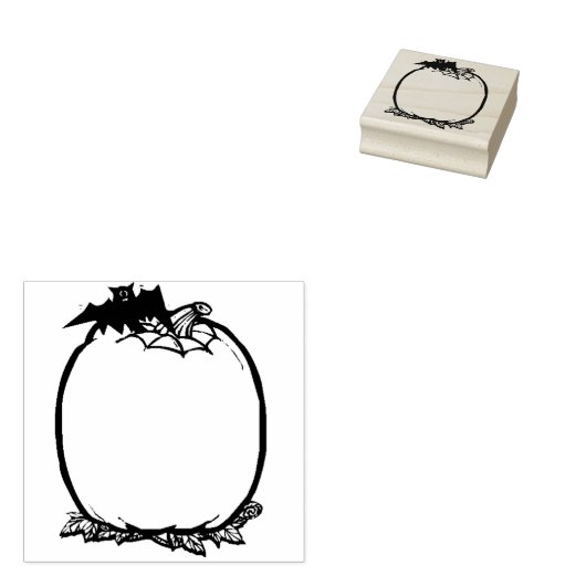 Pompoen en vleermuisblanco, kunststempel 	rubberstempel (Gestempeld)