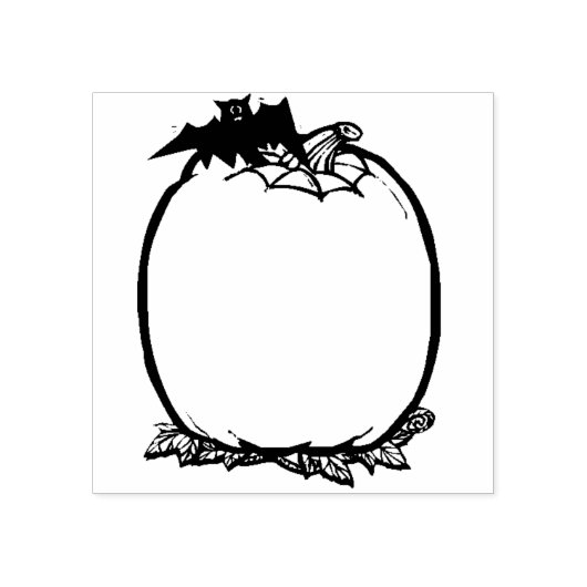 Pompoen en vleermuisblanco, kunststempel 	rubberstempel (Afrduk)