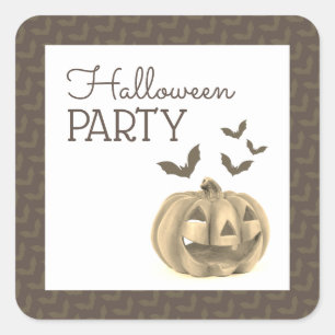 Pompoen en vleermuizen, Halloween Party Vierkante Sticker