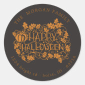 pompoen en vlindergelucht halloween retouradres ronde sticker (Voorkant)