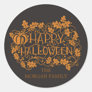 pompoen en wijngaarden blij halloween ronde sticker