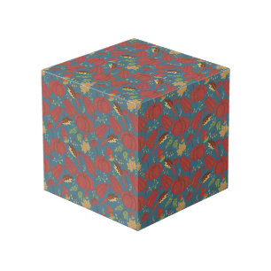 Pompoen en wortel naadloos patroon rood en blauw kubus