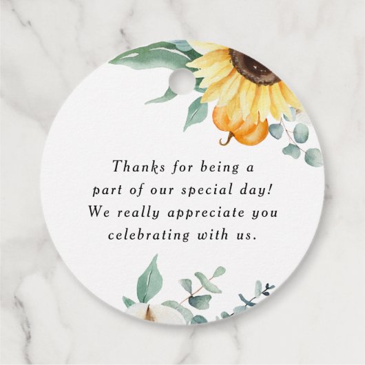 Pompoen en zonnebloem Herfst Bruidsontbijt Dankjew Bedankjes Labels (Achterkant)