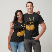 Pompoen en zwarte kat Halloween Kat kostuum T-shirt (Unisex)