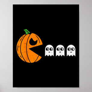 Pompoen Eten Ghost Gamer Halloween Gaming Boys T Poster