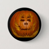 Pompoen, Flaming Skull Ronde Button 5,7 Cm (Voorkant)