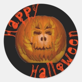 Pompoen, Flaming Skull Ronde Sticker