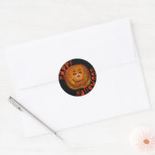 Pompoen, Flaming Skull Ronde Sticker (Envelop)