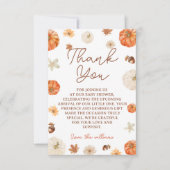 Pompoen Floral Boho Herfst Baby shower Bedankkaart (Voorkant)