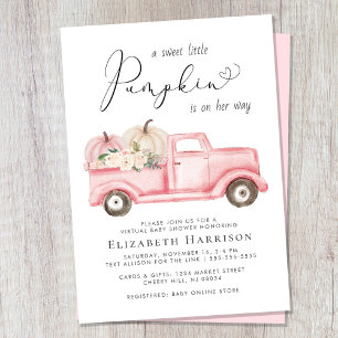 Pompoen Floral Truck Virtual Baby shower Kaart