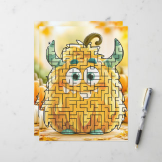 Pompoen Fluffy Monster Vermomming Doolhof Papieren