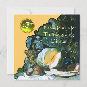 POMPOEN, FRUITEN EN GLASWERK Thanksgiving Dinner Kaart