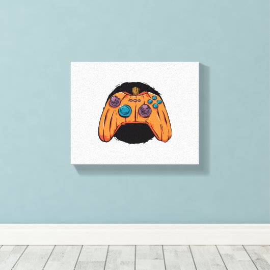 POMPOEN GAMEPAD HALLOWEEN GAMING CANVAS AFDRUK (Insitu (Houten vloer))