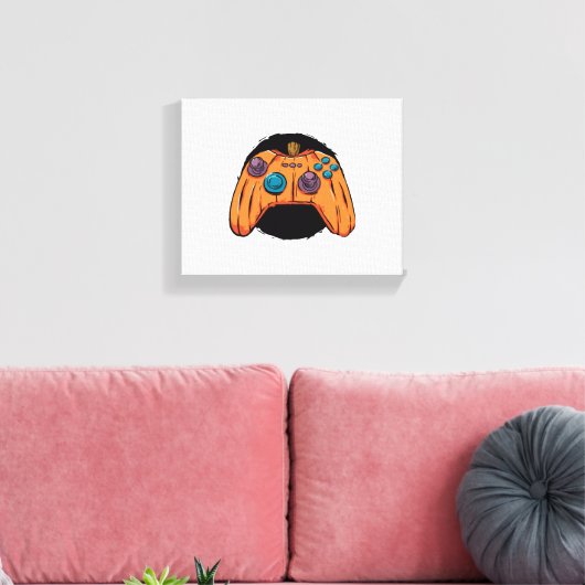 POMPOEN GAMEPAD HALLOWEEN GAMING CANVAS AFDRUK (Insitu (Woonkamer))