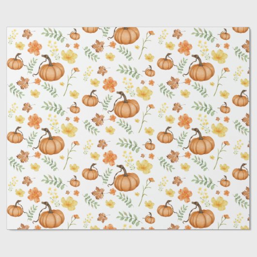 Pompoen Geel Bloem Halloween Inpakpapier (Vlak)