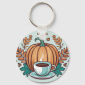 Pompoen gekruide latte sleutelring sleutelhanger (Voorkant)
