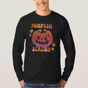 Pompoen Gelukkig Gezicht Pompoen Seizoen Retro Her T-shirt