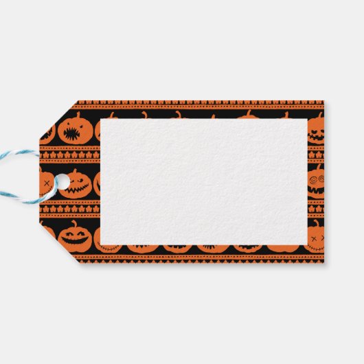 Pompoen Gelukkig Halloween Jack O lantaarnpatroon Cadeaulabel (Achterkant Horizontaal)
