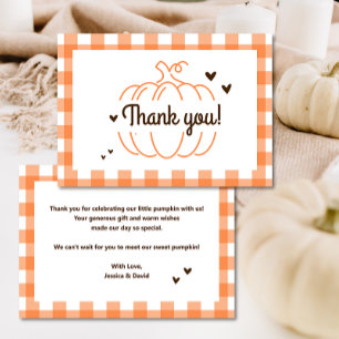 Pompoen Geslacht Neutrale Retro Baby Shower Bedank Bedankkaart