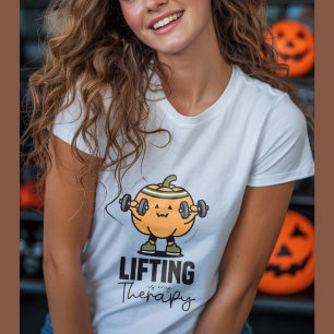 Pompoen gewichtheffen, grappige Halloween fitness T-shirt