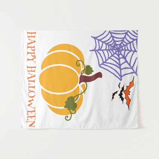 Pompoen Gezellig Halloween Night Cross Design Patr Wandkleed (Voorkant (horizontaal))