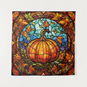 Pompoen Glas in lood Tapestry Wandkleed