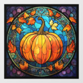 Pompoen Glas in lood venster Cling Raamsticker (Vel)