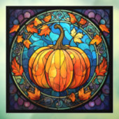 Pompoen Glas in lood venster Cling Raamsticker (Vel 3)