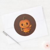 Pompoen glimlacht ronde sticker (Envelop)