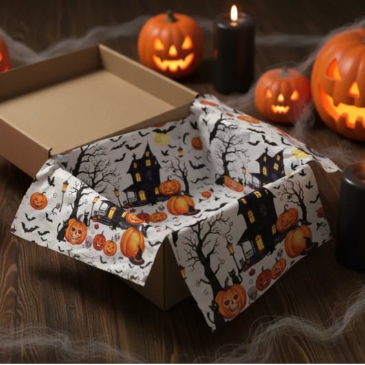 Pompoen Glow Party Tissue Sheets voor Halloween Tissuepapier
