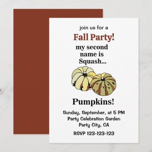 Pompoen Grappig Herfstfeestje Kaart (Voorkant / Achterkant)